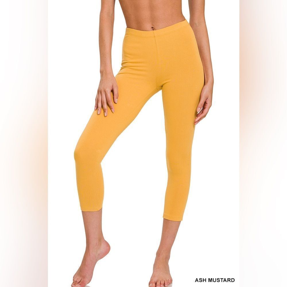 Zenana Outfitters Mustard Cropped Leggings op-1875ab